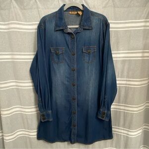 WRANGLER / Long Sleeve Denim Shirt Dress Size XXL